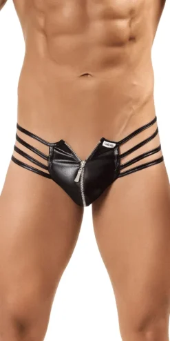 Candyman 99140 All Zipped Up Thong Black
