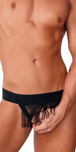 Candyman 99755 Fringe Thongs Black