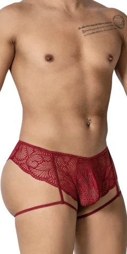 Candyman 99905 Garter Lace Briefs Burgundy