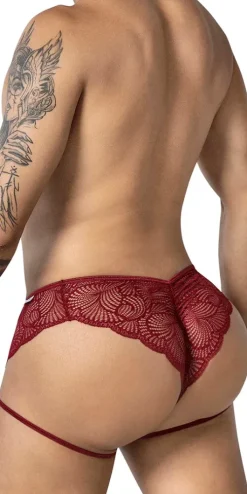 Candyman 99905 Garter Lace Briefs Burgundy