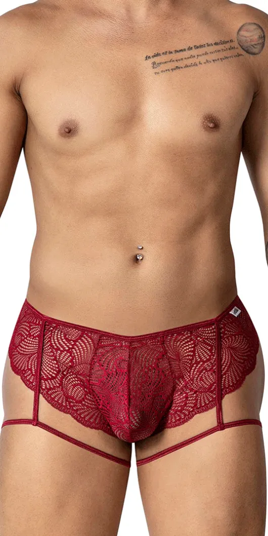 Candyman 99905 Garter Lace Briefs Burgundy