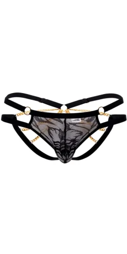 Candyman 99598 Lace And Chain Bikini Black