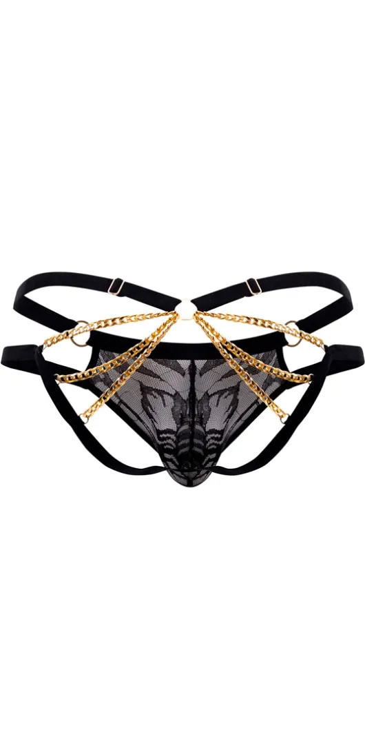 Candyman 99598 Lace And Chain Bikini Black