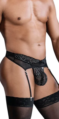 Candyman 99837 Lace-garter Outfit Black