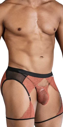 Candyman 99854 Lace-garter Outfit Black-terracotta