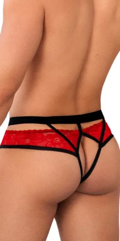 Candyman 99627 Lace Jockstrap Red