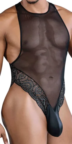 Candyman 99864 Lace-mesh Bodysuit Black