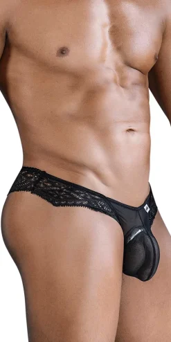 Candyman 99828 Lace-mesh Thongs Black