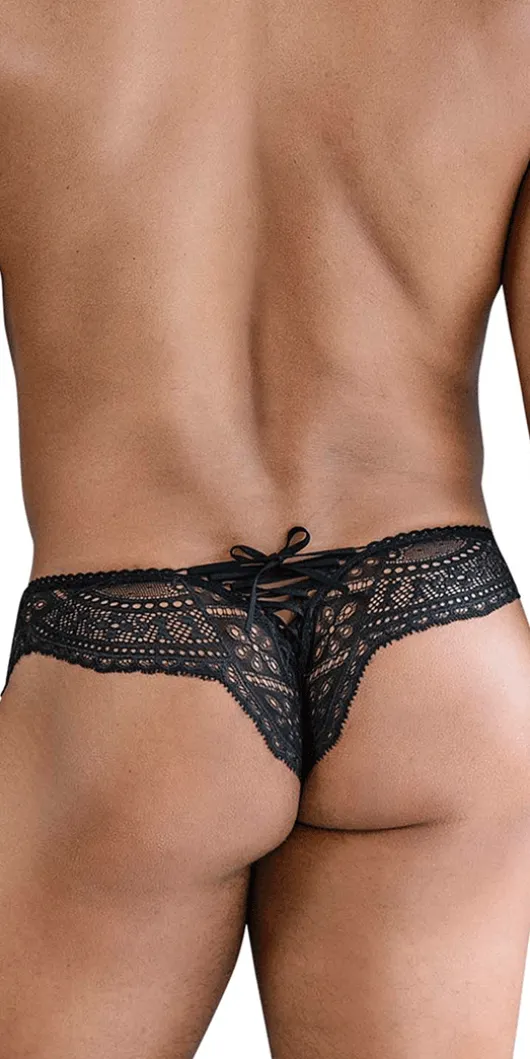 Candyman 99828 Lace-mesh Thongs Black