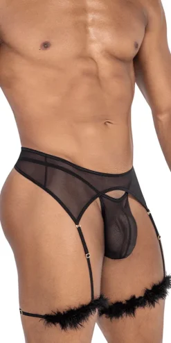 Candyman 99806 Mesh Garter Outfit Black