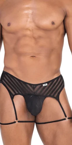 Candyman 99792 Mesh Garter Thongs Black