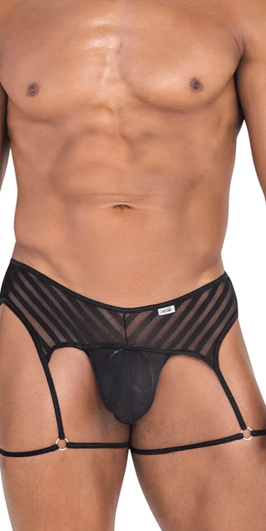Candyman 99792 Mesh Garter Thongs Black