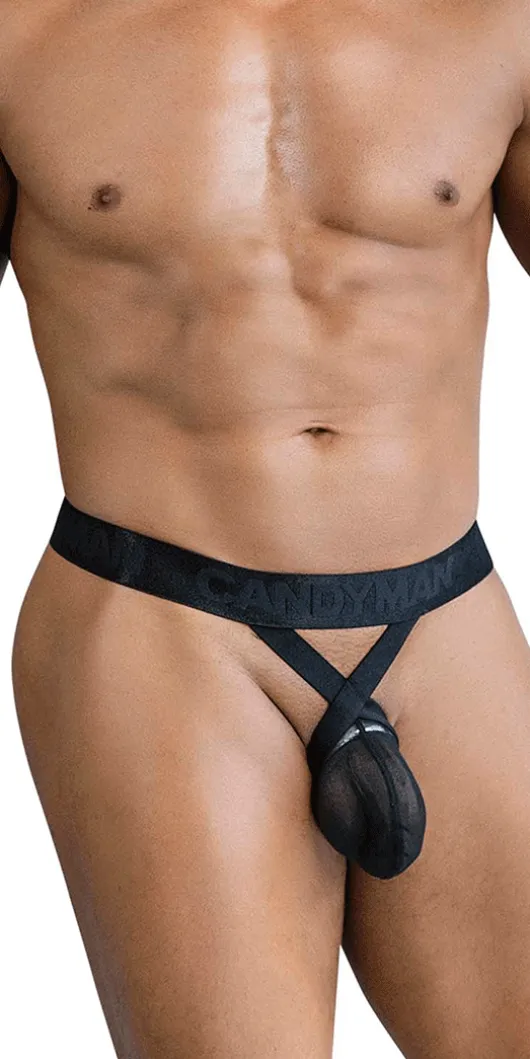Candyman 99847 Mesh Thongs Black