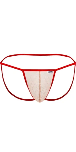 Candyman 99709 Micro Lace Jockstrap Beige-red