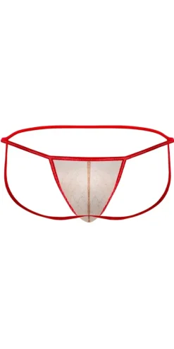 Candyman 99709 Micro Lace Jockstrap Beige-red