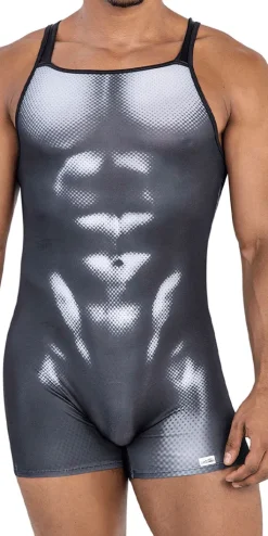Candyman 99796 Muscle Onesie Bodysuit Black-white