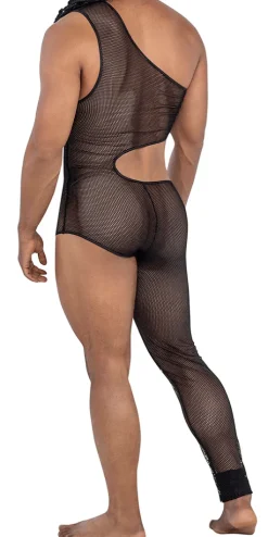 Candyman 99787 One Shoulder One Leg Bodysuit Black