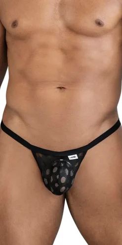 Candyman 99856 Polka Mesh Thongs Black