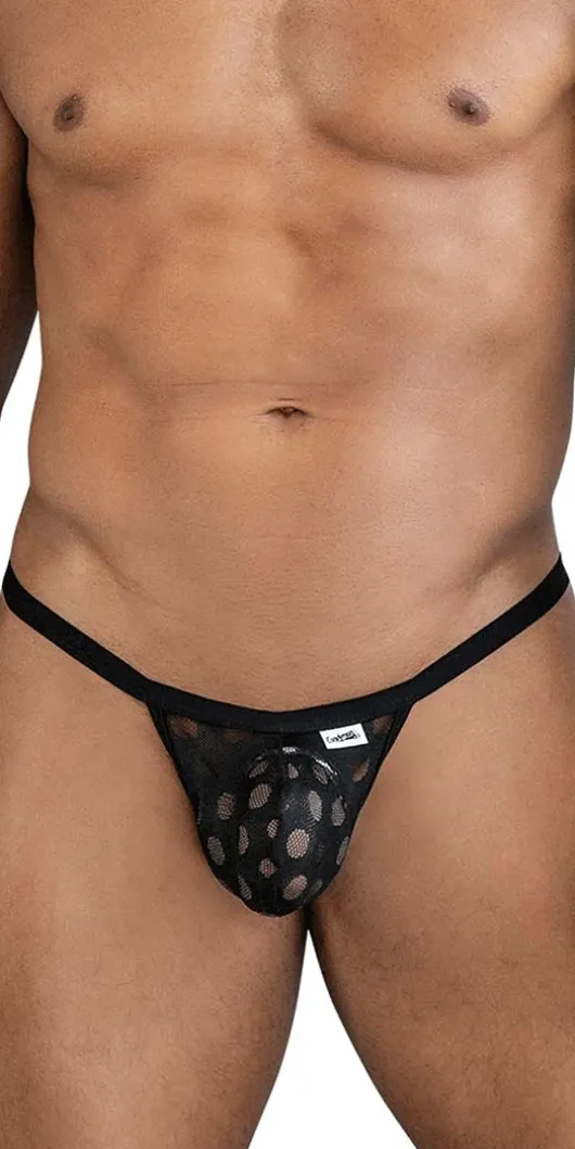 Candyman 99856 Polka Mesh Thongs Black