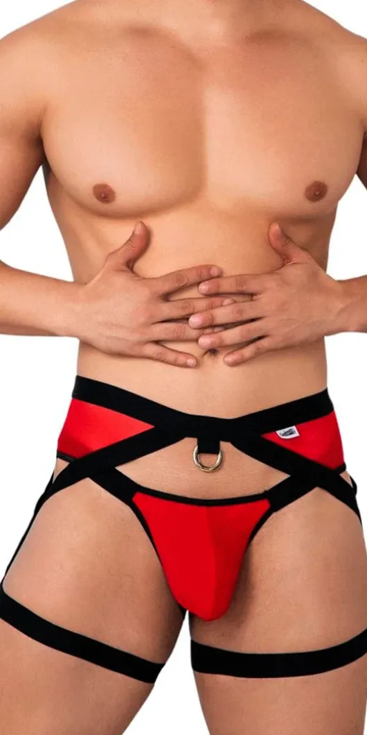 Candyman 99623 Sexy Garter Jockstrap Red
