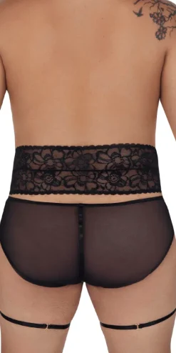 Candyman 99703x Garter Briefs Two Piece Set Black