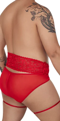 Candyman 99703x Garter Briefs Two Piece Set Red