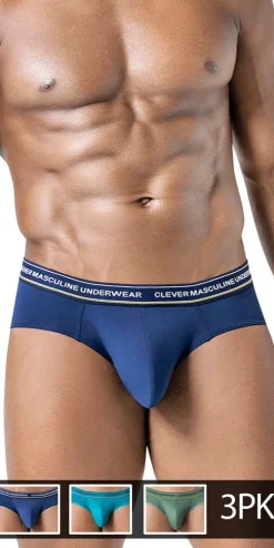 Clever 519969 3pk Australian Latin Briefs Blue-petrol-green
