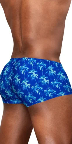 Ergowear Ew1827 Electric Blue Palm 4-way Stretch Swim Trunks Royal Blue-palms