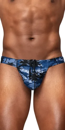 Ergowear Ew1824 Midnight Tropics Men's High-performance Swim Bikini Dark Blue-palms