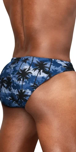 Ergowear Ew1824 Midnight Tropics Men's High-performance Swim Bikini Dark Blue-palms