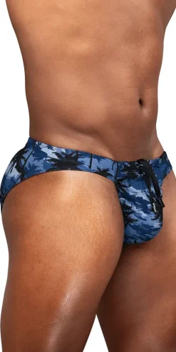 Ergowear Ew1824 Midnight Tropics Men's High-performance Swim Bikini Dark Blue-palms