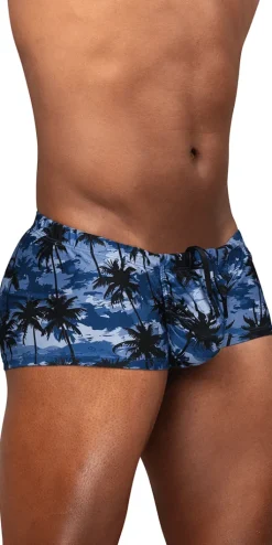 Ergowear Ew1825 Tropical Camo Palm Print Swim Trunks Dark Blue-palms