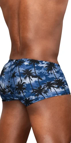 Ergowear Ew1825 Tropical Camo Palm Print Swim Trunks Dark Blue-palms