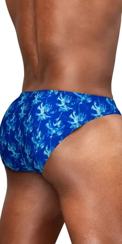 Ergowear Ew1826 Vibrant Blue Abstract Floral Men's Swim Bikini Royal Blue-palms