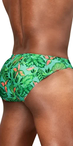 Ergowear Ew1828 Vibrant Tropical Leaf Print Swim Bikini Aqua-leaves