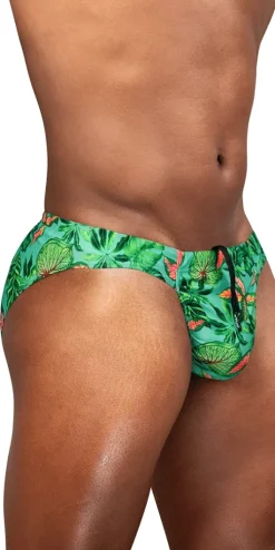 Ergowear Ew1828 Vibrant Tropical Leaf Print Swim Bikini Aqua-leaves