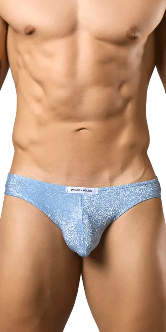 Justin+simon Xsj01 Classic Silky Bikini Lurex Blue