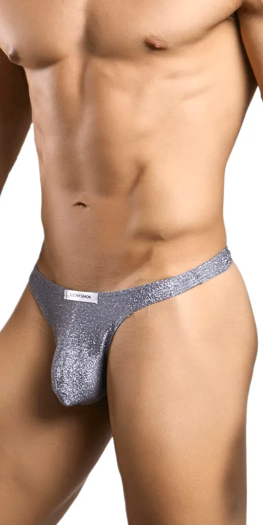 Justin+simon Xsj03 Silky Sexy Thongs Lurex Gray