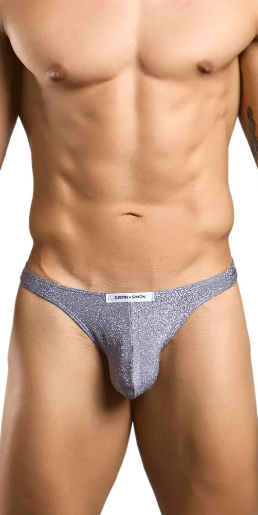 Justin+simon Xsj03 Silky Sexy Thongs Lurex Gray
