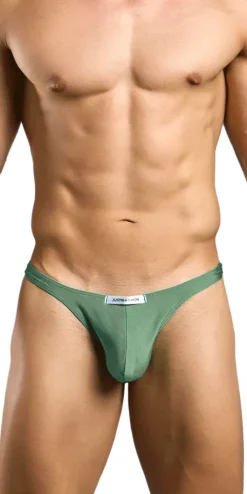 Justin+simon Xsj03 Silky Sexy Thongs New Green