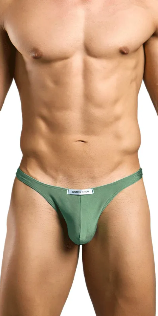 Justin+simon Xsj03 Silky Sexy Thongs New Green