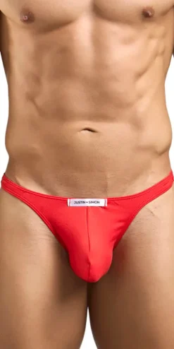 Justin+simon Xsj03 Silky Sexy Thongs Peach Red