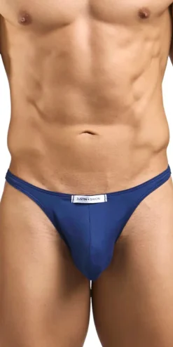 Justin+simon Xsj03 Silky Sexy Thongs Peach Navy