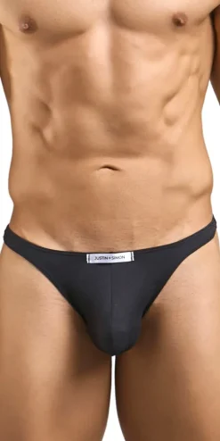 Justin+simon Xsj03 Silky Sexy Thongs Peach Black