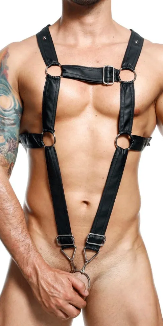 Malebasics Dmbl07 Dngeon Cross Cock Ring Harness Black