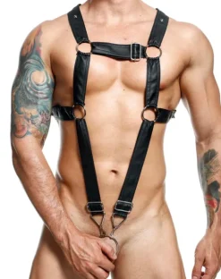 Malebasics Dmbl07 Dngeon Cross Cock Ring Harness Red