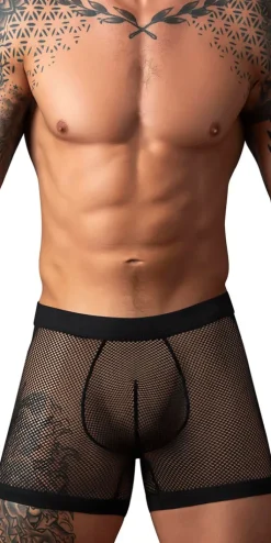 Male Power 152-11c Fishnet 2 Pouch Short Black