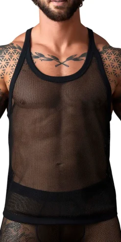 Male Power 110-11c Fishnet Tank Top Black