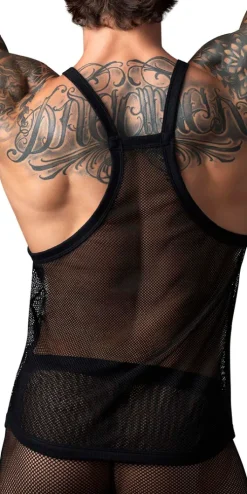 Male Power 110-11c Fishnet Tank Top Black