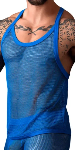 Male Power 110-11c Fishnet Tank Top Royal
